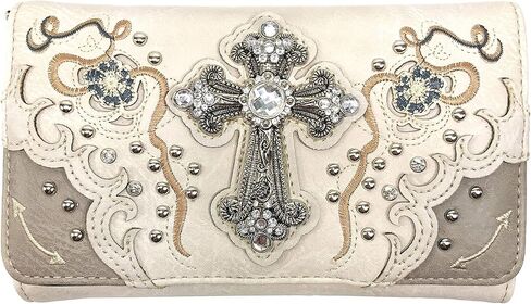 Zelris Floral Poppy Cross Western Women Crossbody Wrist Trifold Wallet in Kuwait