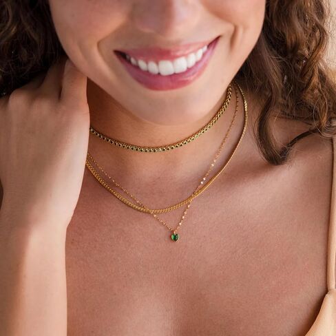 CAITLYNMINIMALIST 18K Gold Plated Sterling Silver Bezel Tennis CZ Gemstone Round Circle Cut Crystal Layering Choker Necklace Gift for Women in Saudi Arabia