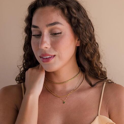 CAITLYNMINIMALIST 18K Gold Plated Sterling Silver Bezel Tennis CZ Gemstone Round Circle Cut Crystal Layering Choker Necklace Gift for Women in Saudi Arabia