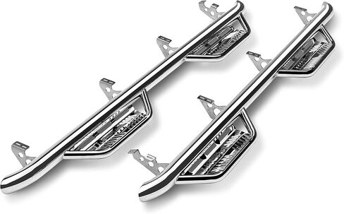 RealTruck Podium LG Steps for Ford F-150 | طول الكابينة، من الفولاذ المقاوم للصدأ، باللون الأسود المزخرف | HPF1585CC-TX | يناسب 2015-2024 Ford F-150، 2018-2023 Raptor، 2017-2023 F-250/F-350/F-450 SuperCrew وغيرها in Kuwait