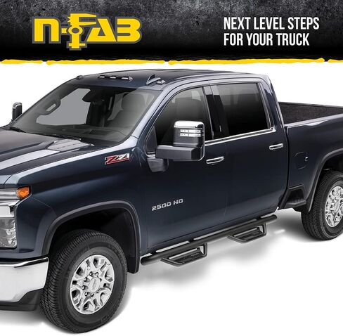 RealTruck Podium LG Steps for Ford F-150 | طول الكابينة، من الفولاذ المقاوم للصدأ، باللون الأسود المزخرف | HPF1585CC-TX | يناسب 2015-2024 Ford F-150، 2018-2023 Raptor، 2017-2023 F-250/F-350/F-450 SuperCrew وغيرها in Kuwait