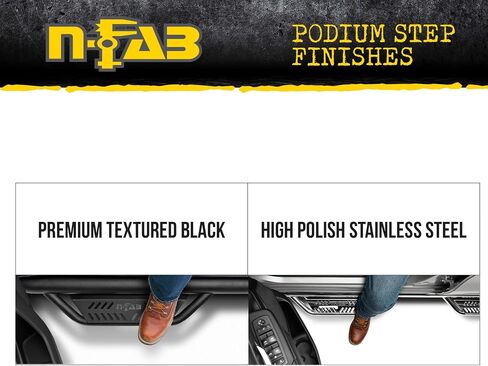 RealTruck Podium LG Steps for Ford F-150 | طول الكابينة، من الفولاذ المقاوم للصدأ، باللون الأسود المزخرف | HPF1585CC-TX | يناسب 2015-2024 Ford F-150، 2018-2023 Raptor، 2017-2023 F-250/F-350/F-450 SuperCrew وغيرها in Kuwait