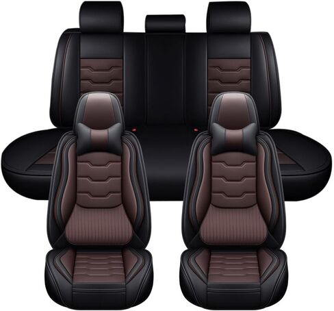 غطاء مقعد السيارة لسيارة Chevy Silverado 2500 HD 2007-2025، غطاء مقعد جلدي مقاوم للماء ومضاد للانزلاق ومقاوم للتآكل، سهل التنظيف والتركيب، يحمي مقعد السيارة الأصلي (5 مقاعد قياسية، أسود) in Kuwait
