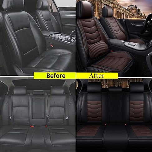 غطاء مقعد السيارة لسيارة Chevy Silverado 2500 HD 2007-2025، غطاء مقعد جلدي مقاوم للماء ومضاد للانزلاق ومقاوم للتآكل، سهل التنظيف والتركيب، يحمي مقعد السيارة الأصلي (5 مقاعد قياسية، أسود) in Kuwait