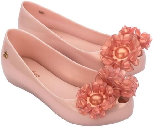حذاء باليه مسطح للفتيات من Mini melissa Ultragirl Springtime للفتيات - حذاء مسطح جيلي مريح ولطيف بمقدمة مفتوحة مع فيونكات زهور، حذاء جيلي للأطفال، أزرق، 2 in Kuwait