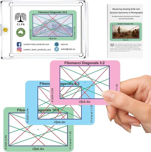 Square Diagonals Directors Viewfinder Card | Australian Designed and Made; Artist Viewfinder for Drawing and Photography; 3:2, 4:3 and 16:9 in Saudi Arabia