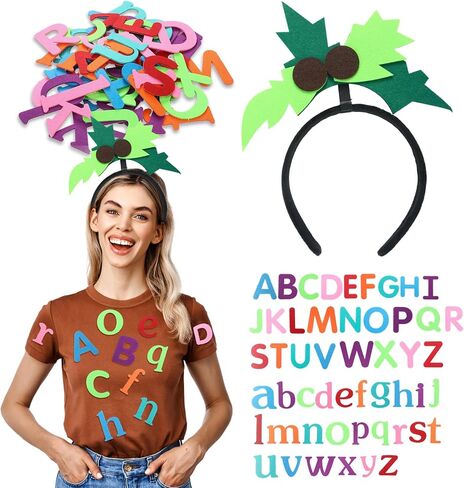 4 Sets Book Character Costume Accessories Set Include 4 Felt Palm Tree Headband 208 Self Adhesive Felt Letters Accessories for World Book Day Dress up DIY Halloween Cosplay Party in Saudi Arabia