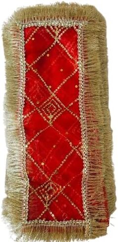 مقاس صغير MATA Rani Chunri/Chuni/Dupatta for Kanjak Maa Durga Laxmi Sherawali Saraswati Devi Pooja، شبكة ذهبية Chunni Navratra/Navratre/Navratri/Diwali/Dussehra مقاس أحمر وذهبي خاص 5x12 بوصة in Saudi Arabia