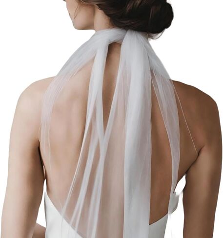 Thin Ivory Tulle Bridal Scarf, Long Silk Wedding Necktie, English Net Neckerchief, Draped Wedding Wrap, Soft Bridal Bow Cape in Kuwait