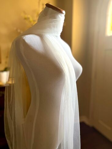 Thin Ivory Tulle Bridal Scarf, Long Silk Wedding Necktie, English Net Neckerchief, Draped Wedding Wrap, Soft Bridal Bow Cape in Kuwait