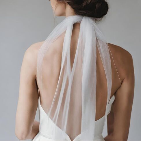 Thin Ivory Tulle Bridal Scarf, Long Silk Wedding Necktie, English Net Neckerchief, Draped Wedding Wrap, Soft Bridal Bow Cape in Kuwait