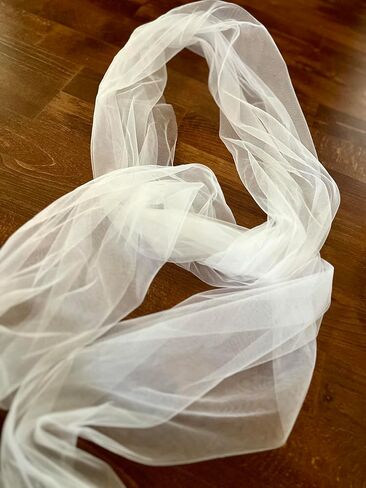 Thin Ivory Tulle Bridal Scarf, Long Silk Wedding Necktie, English Net Neckerchief, Draped Wedding Wrap, Soft Bridal Bow Cape in Kuwait