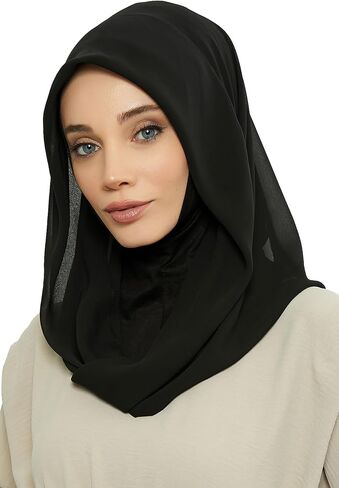 تصميم عائشة وشاح شيفون قطني مربوط مسبقًا للنساء حجاب عملي وشاح فوري حجاب تصميم أنيق in Kuwait
