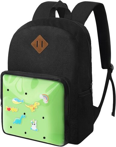 حقيبة ظهر للأطفال للأولاد والبنات من عمر 5 إلى 10 سنوات، حقائب ظهر للأطفال الصغار للمرحلة الابتدائية مع سحر الأحذية - حقيبة كتب مقاس 16 بوصة للمدرسة (أسود) in Kuwait