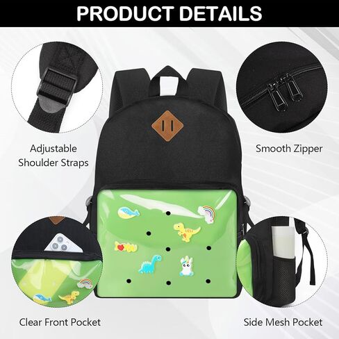 حقيبة ظهر للأطفال للأولاد والبنات من عمر 5 إلى 10 سنوات، حقائب ظهر للأطفال الصغار للمرحلة الابتدائية مع سحر الأحذية - حقيبة كتب مقاس 16 بوصة للمدرسة (أسود) in Kuwait