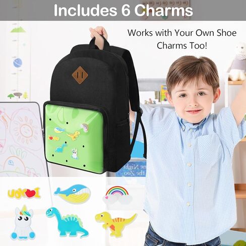 حقيبة ظهر للأطفال للأولاد والبنات من عمر 5 إلى 10 سنوات، حقائب ظهر للأطفال الصغار للمرحلة الابتدائية مع سحر الأحذية - حقيبة كتب مقاس 16 بوصة للمدرسة (أسود) in Kuwait