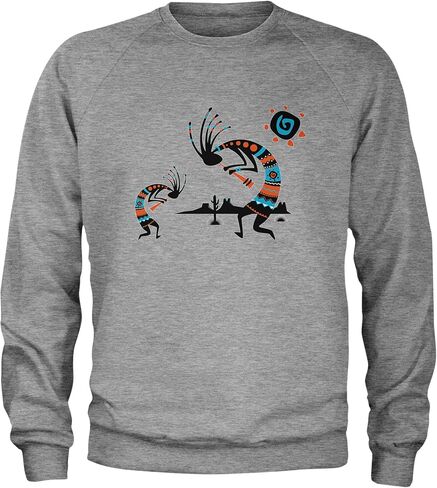 Native American Kokopelli Southwest Adult Crewneck Sweatshirt, Soft Fleece, Graphic Pullover in Saudi Arabia