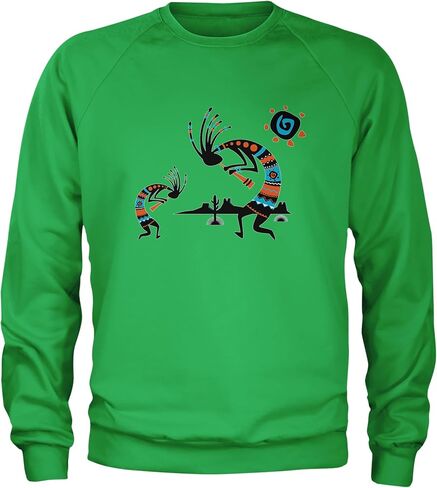 Native American Kokopelli Southwest Adult Crewneck Sweatshirt, Soft Fleece, Graphic Pullover in Saudi Arabia
