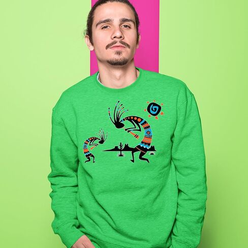 Native American Kokopelli Southwest Adult Crewneck Sweatshirt, Soft Fleece, Graphic Pullover in Saudi Arabia