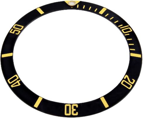 إطار Ewatchparts مصنوع من السيراميك متوافق مع رولكس صبمارينر 16800،16610 خط ذهبي أسود ياقوتي in Saudi Arabia