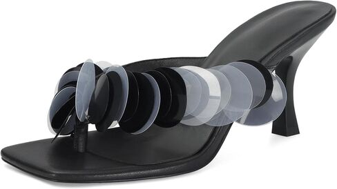 كعب فليب فلوب للنساء بكعب مربع مفتوح بأشرطة صنادل بكعب قطة أنيقة مع أشرطة قرصية بلاستيكية مريحة للانزلاق على شريحة ثونغ in Kuwait