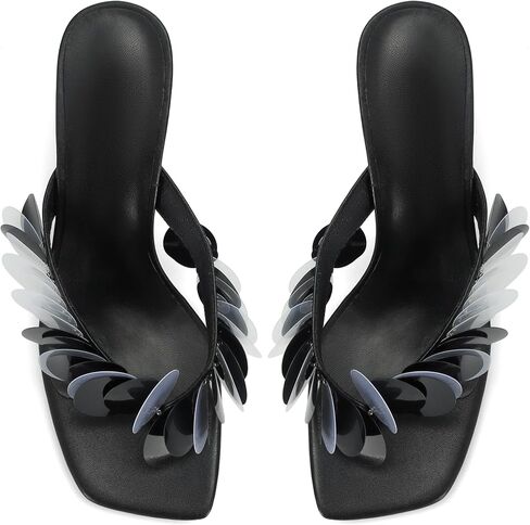 كعب فليب فلوب للنساء بكعب مربع مفتوح بأشرطة صنادل بكعب قطة أنيقة مع أشرطة قرصية بلاستيكية مريحة للانزلاق على شريحة ثونغ in Kuwait