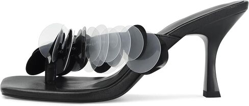 كعب فليب فلوب للنساء بكعب مربع مفتوح بأشرطة صنادل بكعب قطة أنيقة مع أشرطة قرصية بلاستيكية مريحة للانزلاق على شريحة ثونغ in Kuwait