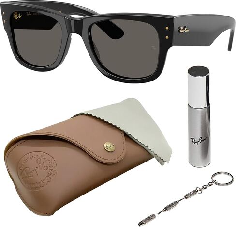 Ray-Ban RB0840S MEGA WAYFARER BLACKED OUT COLLECTION Square Shaped Sunglasses with Official RAYBAN Eyewear Kit in Saudi Arabia