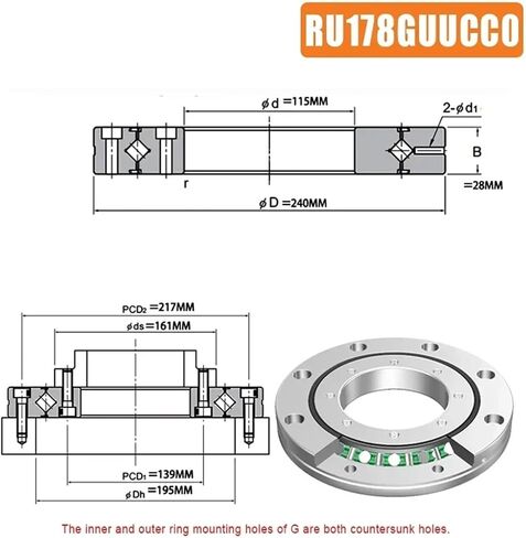 1PC Crossed Roller Bearing RU178 RU228 RU297 RU445 Rotational Accuracy P5/P4 Cross Bearing Large Size Automated Turntable(RU445-G,P4 Accuracy) in Saudi Arabia