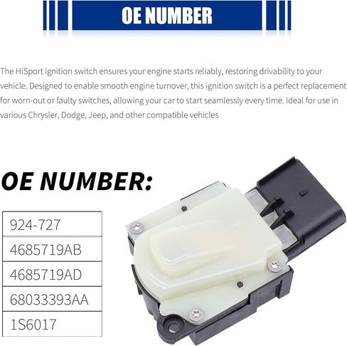HiSport 924-727 Ignition Starter Switch Compatible with Chrysler 200 300 Pacifica Pt Cruiser Sebring Town & Country Voyager; Dodge Avenger Caliber Caravan Charger Grand Caravan; Jeep Commander Compass in Saudi Arabia