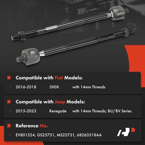 A-Premium 2 x Front Inner Tie Rod Ends, Compatible with Jeep Renegade 2015-2023 & Fiat 500X 2016-2018 in Saudi Arabia