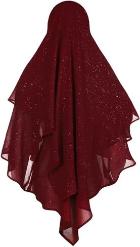 SIQITECHNO Womens Muslim Long Khimar Hijab Scarf Chiffon Sparkling Islamic Arabian Khimar Niqab Ramadan Eid Prayer Scarf Wrap in Saudi Arabia