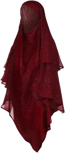 SIQITECHNO Womens Muslim Long Khimar Hijab Scarf Chiffon Sparkling Islamic Arabian Khimar Niqab Ramadan Eid Prayer Scarf Wrap in Saudi Arabia
