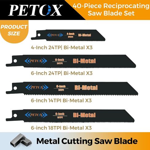 14 PCS Reciprocating Saw Blade Set, 6-Inch 6TPI+9-Inch 5TPI Wood Cutting Blades, CRV Materials, fit Dewalt Bosch Makita Milwaukee Porter-Cable Ryobi Ridgid Black&Decker Skil Craftsman Sawsall in Saudi Arabia