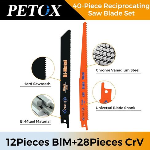 14 PCS Reciprocating Saw Blade Set, 6-Inch 6TPI+9-Inch 5TPI Wood Cutting Blades, CRV Materials, fit Dewalt Bosch Makita Milwaukee Porter-Cable Ryobi Ridgid Black&Decker Skil Craftsman Sawsall in Saudi Arabia