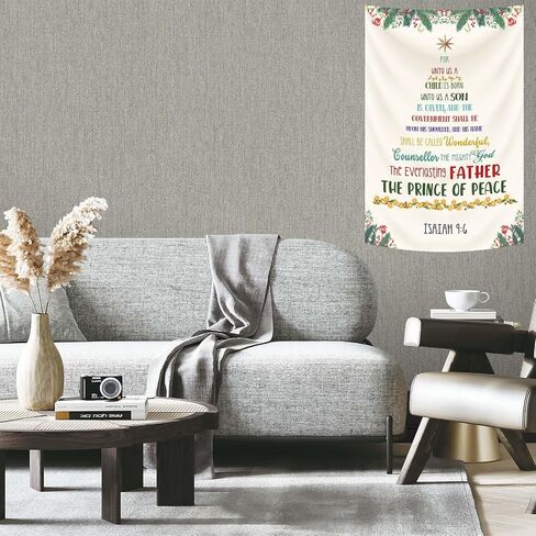 Christian Christmas Tree Wall Art Banner Isaiah 9:6 Bible Verse Tapestry Christian Home Decor With 4 Brass Grommets 2x3ft in Saudi Arabia