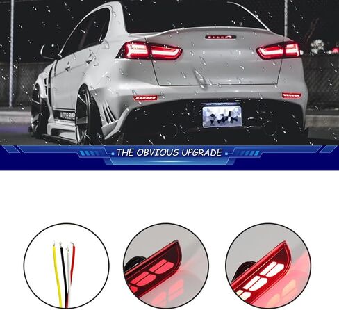3 in 1 For 2008-2017 Mitsubishi Lancer/Evolution X ，2011 2012 Mitsubishi Outlander Rear Bumper Reflector Brake Lights Sequential Turn Signal Light Red Lens in Saudi Arabia