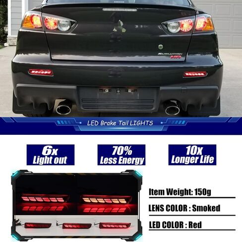 3 in 1 For 2008-2017 Mitsubishi Lancer/Evolution X ，2011 2012 Mitsubishi Outlander Rear Bumper Reflector Brake Lights Sequential Turn Signal Light Red Lens in Saudi Arabia