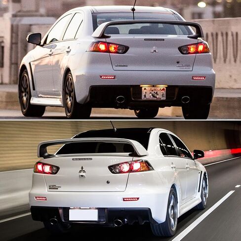 3 in 1 For 2008-2017 Mitsubishi Lancer/Evolution X ，2011 2012 Mitsubishi Outlander Rear Bumper Reflector Brake Lights Sequential Turn Signal Light Red Lens in Saudi Arabia