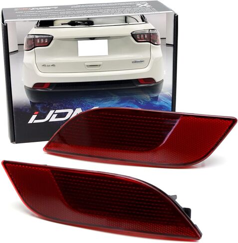 عدسات عاكسة للمصد الخلفي من iJDMTOY OE-Spec ذات لون داكن مدخن متوافقة مع بوصلة Jeep 2017-up، مجموعة OE-Spec LH RH in Saudi Arabia