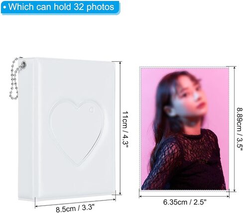 ألبوم صغير Kpop Photocard مقاس 3 بوصة مع 32 جيبًا ورف كتب صغير وحامل صور قلب الحب للتجميع، أبيض in Saudi Arabia