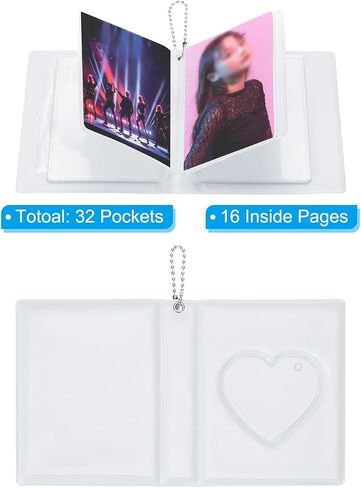 ألبوم صغير Kpop Photocard مقاس 3 بوصة مع 32 جيبًا ورف كتب صغير وحامل صور قلب الحب للتجميع، أبيض in Saudi Arabia