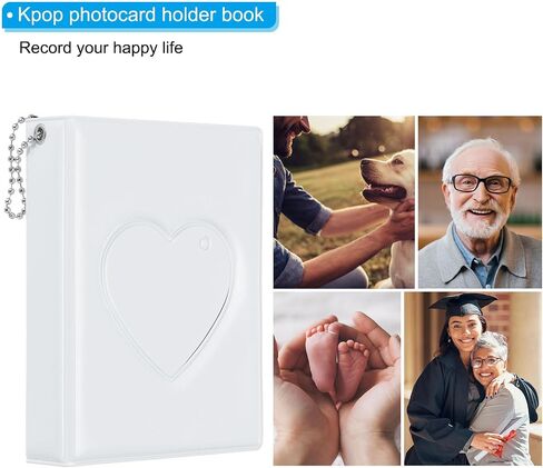 ألبوم صغير Kpop Photocard مقاس 3 بوصة مع 32 جيبًا ورف كتب صغير وحامل صور قلب الحب للتجميع، أبيض in Saudi Arabia