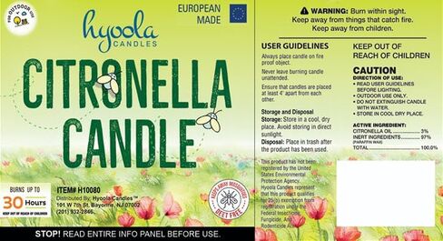 HYOOLA Large Citronella Candles Outdoor Bucket - 30 Hour - 2-Pack - Natural Repellent - European Made in Kuwait