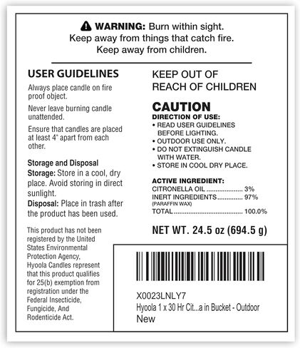 HYOOLA Large Citronella Candles Outdoor Bucket - 30 Hour - 2-Pack - Natural Repellent - European Made in Kuwait