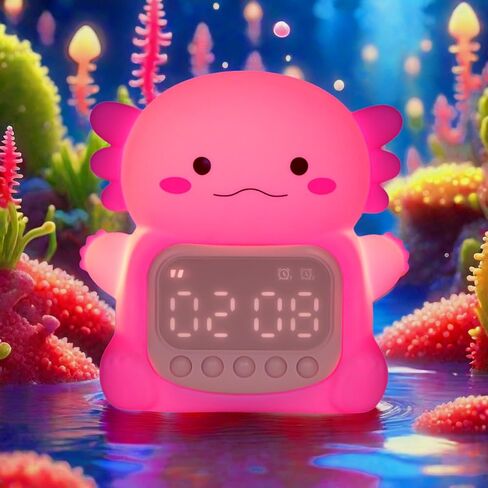Axolotl Alarm Clock with Night Light for Kids, 7 RGB Color Cute Alarm Clocks for Bedrooms Ok to Wake Clocks, Silicone Animal Tabletop Lamp for Teen Girls Boys in Kuwait