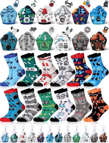 12 Pairs Christmas Cupcake Socks Police Socks Gifts Winter Warm Cop Funny Occupation Socks Novelty Gift for Police Officer Lover Christmas New Year Gift Socks in Kuwait