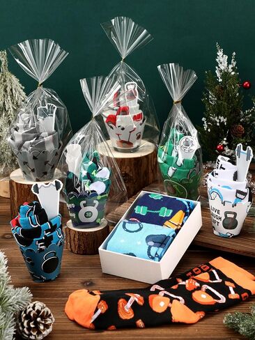 12 Pairs Christmas Cupcake Socks Police Socks Gifts Winter Warm Cop Funny Occupation Socks Novelty Gift for Police Officer Lover Christmas New Year Gift Socks in Kuwait