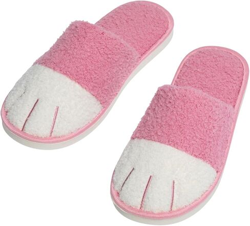 Women's Cute Cat Paw Fun Fuzzy Fleece Novelty Slide Slippers Cozy Gifts House Shoes in Saudi Arabia