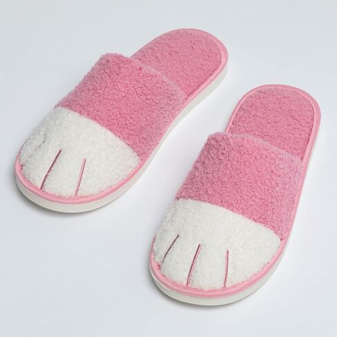 Women's Cute Cat Paw Fun Fuzzy Fleece Novelty Slide Slippers Cozy Gifts House Shoes in Saudi Arabia